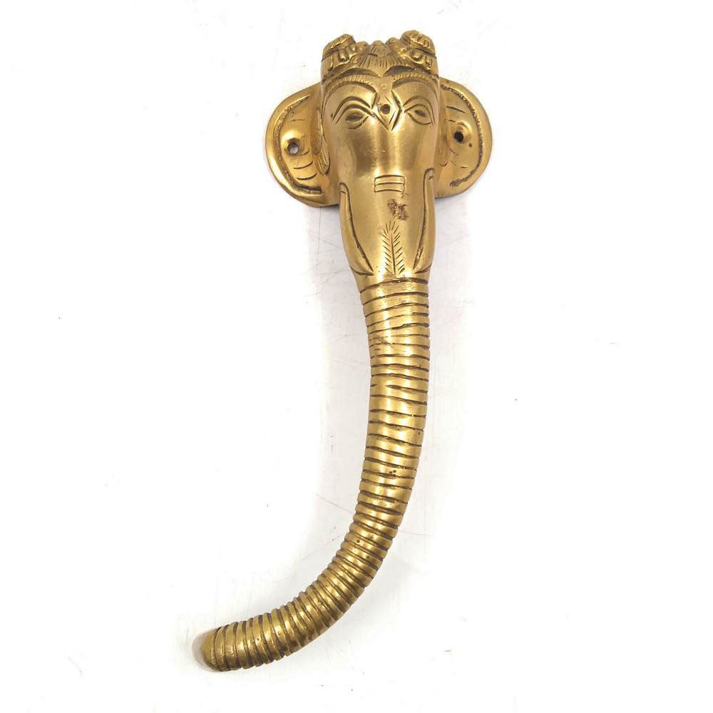 Brass Elephant Door Handle Right Side Home Decor L4" x W9" x H2"